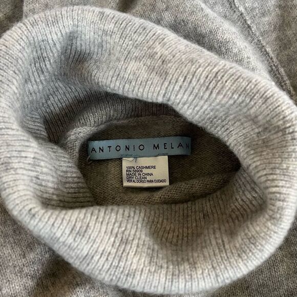Antonio Melani 100% Cashmere Sweater Grey Gray Cold Shoulder Turtleneck Small - Picture 6 of 7